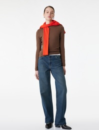 Normal Bel Straight Fit Pamuklu Duble Paça Denim Pantolon - Straight Fit Jean