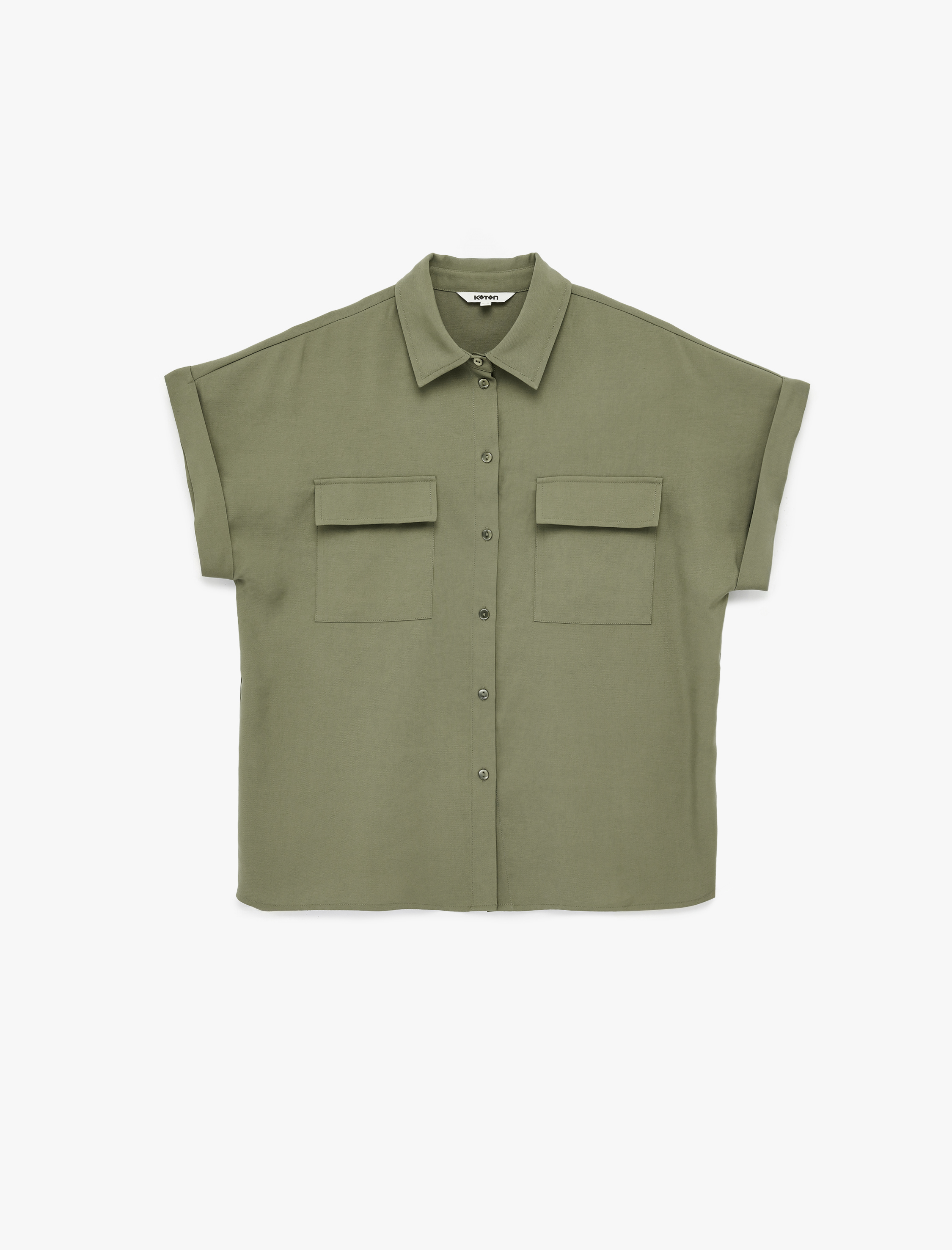   Regular Fit Viskon Kupro Kumaş Cepli Kısa Kollu Gömlek