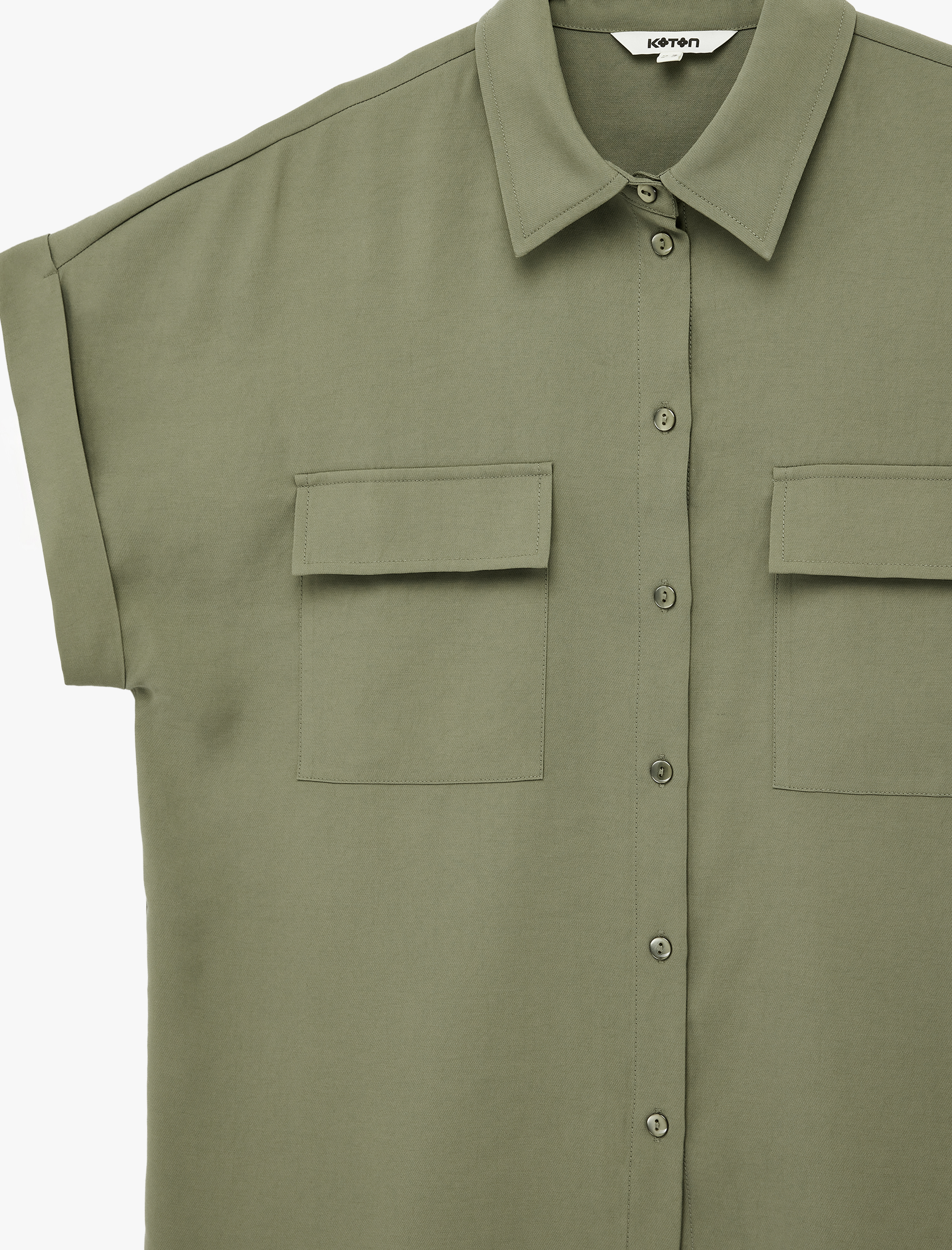   Regular Fit Viskon Kupro Kumaş Cepli Kısa Kollu Gömlek