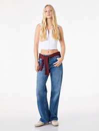 Slim Fit Klasik Yaka Kolsuz Fermuarlı Crop Bluz