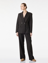 Viskon Karışımlı Yüksek Bel Cepli Geniş Paça Pantolon