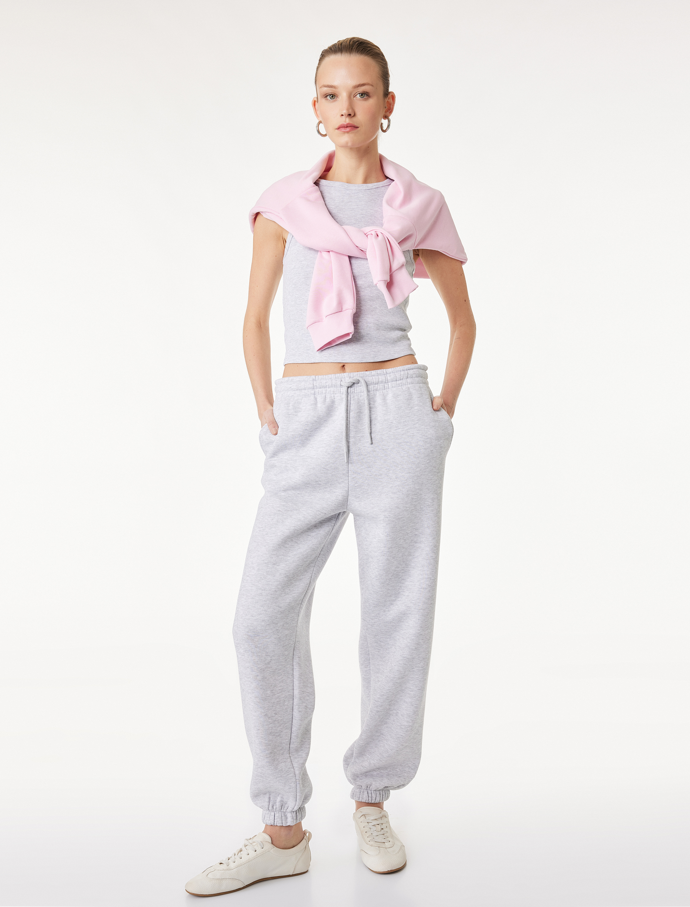   Üç İplik Şardonlu Lastikli Paça Cepli Jogger Eşofman Altı