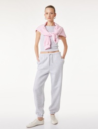 Üç İplik Şardonlu Lastikli Paça Cepli Jogger Eşofman Altı