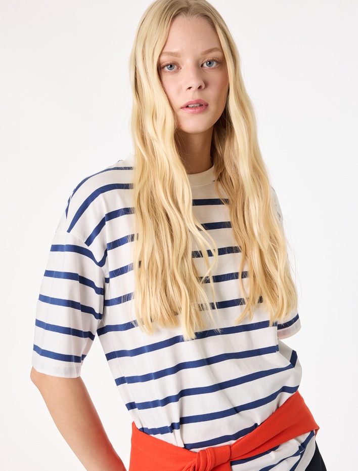  Pamuklu Kısa Kollu Bisiklet Yaka Basic Tişört