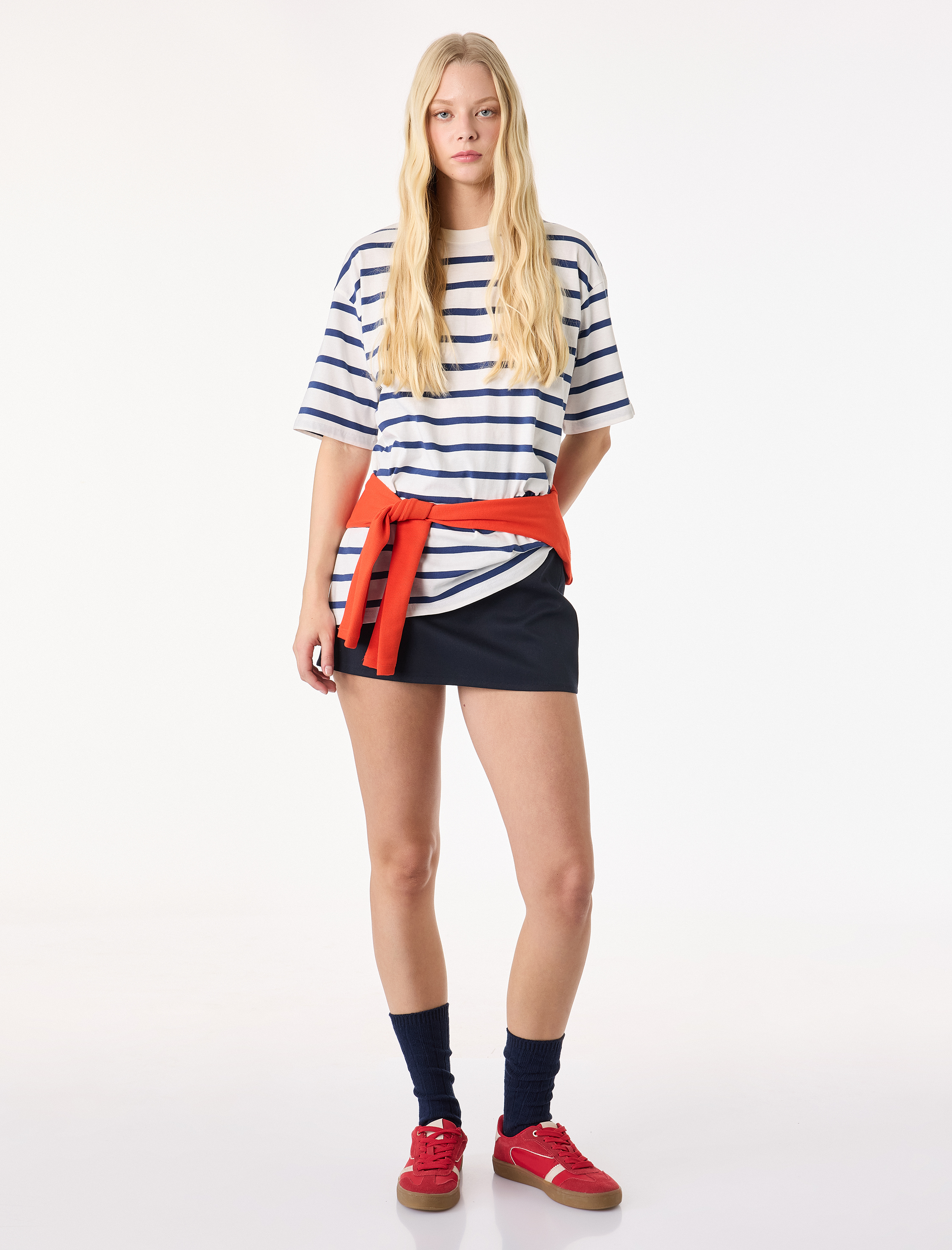   Pamuklu Kısa Kollu Bisiklet Yaka Basic Tişört