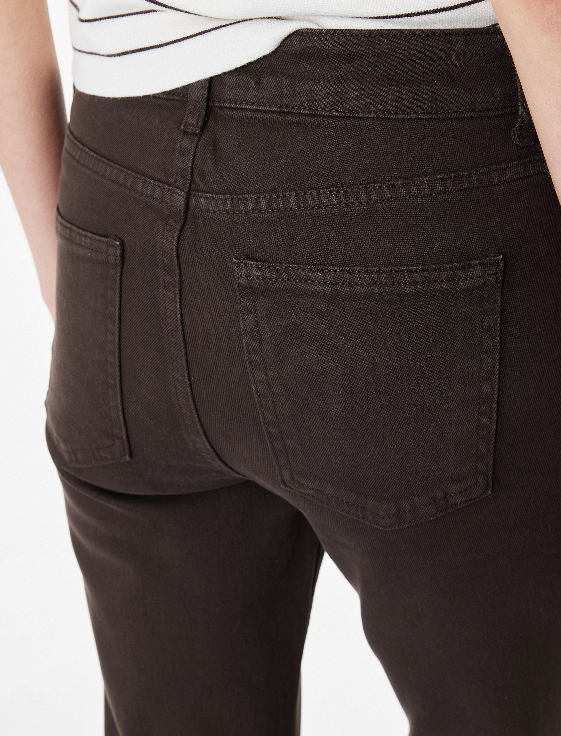   Yüksek Bel Düğme Detaylı Cepli Dar Kesim İspanyol Paça Denim Pantolon - Flare Jeans