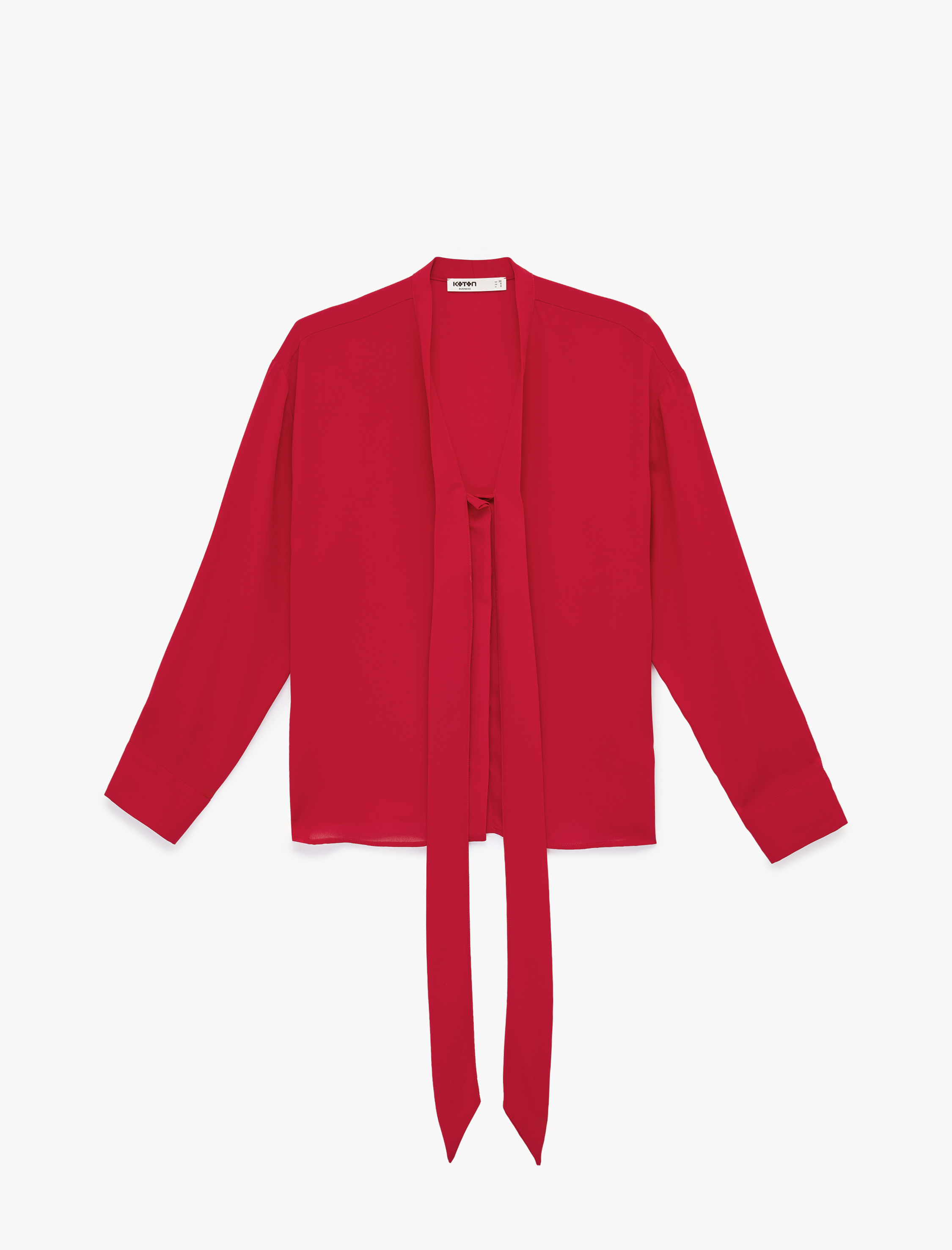   Uzun Kollu Bağlamalı Fular Yaka Gömlek