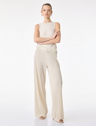 Beli Lastikli Düz Geniş Paça Piliseli Pantolon