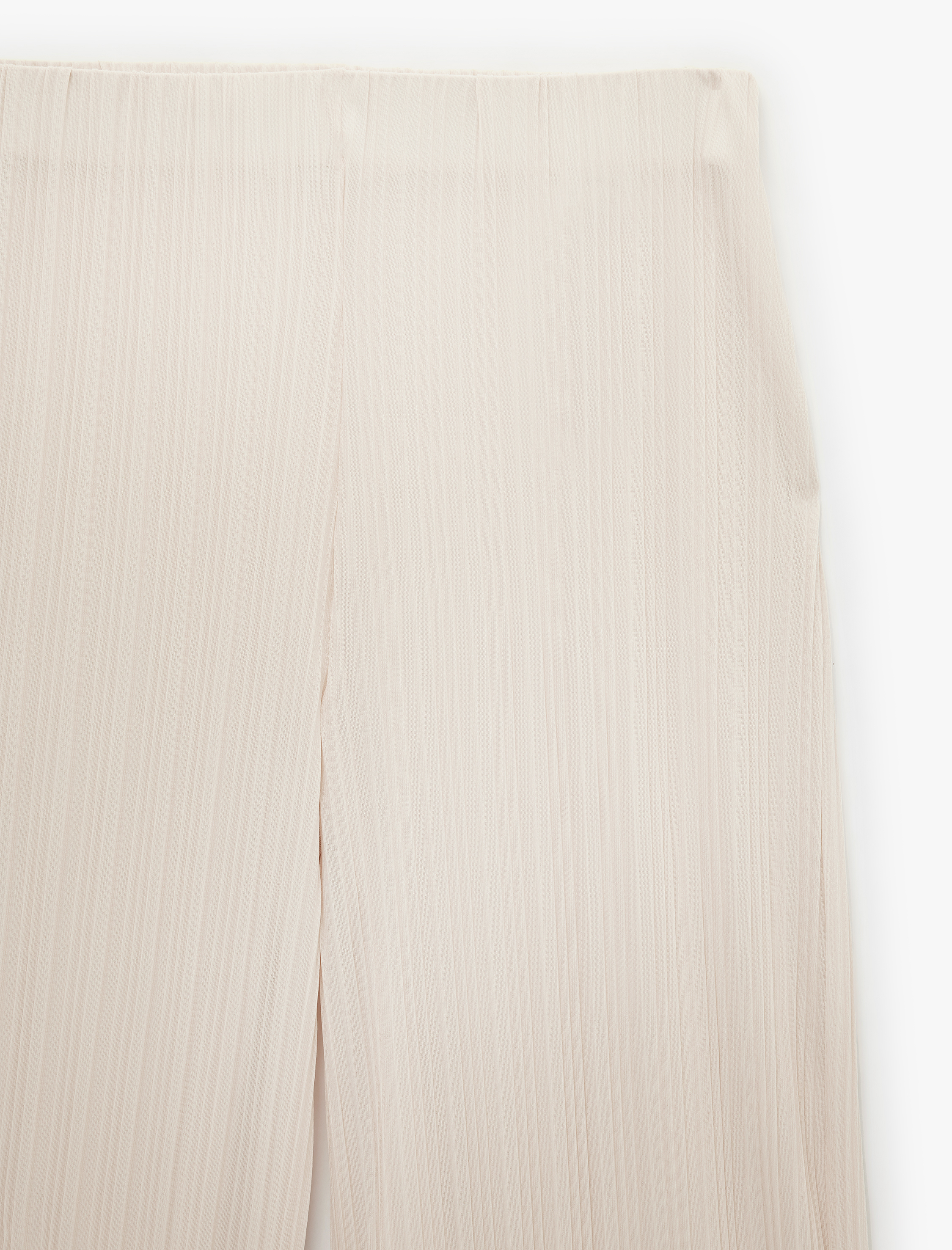   Beli Lastikli Düz Geniş Paça Piliseli Pantolon