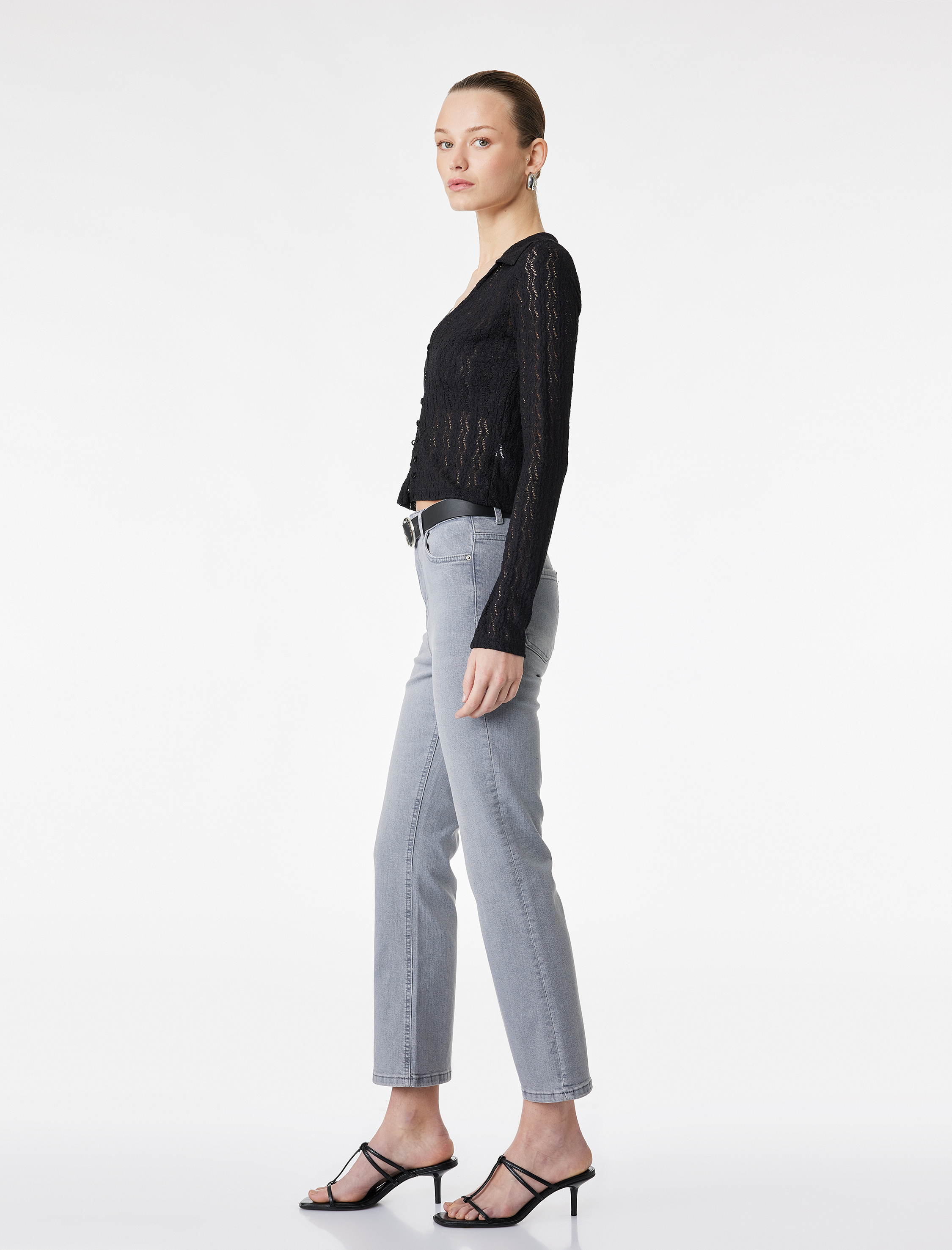   Dar Kesim Normal Bel Cepli İspanyol Paça Jean Pantolon - Flare Jeans