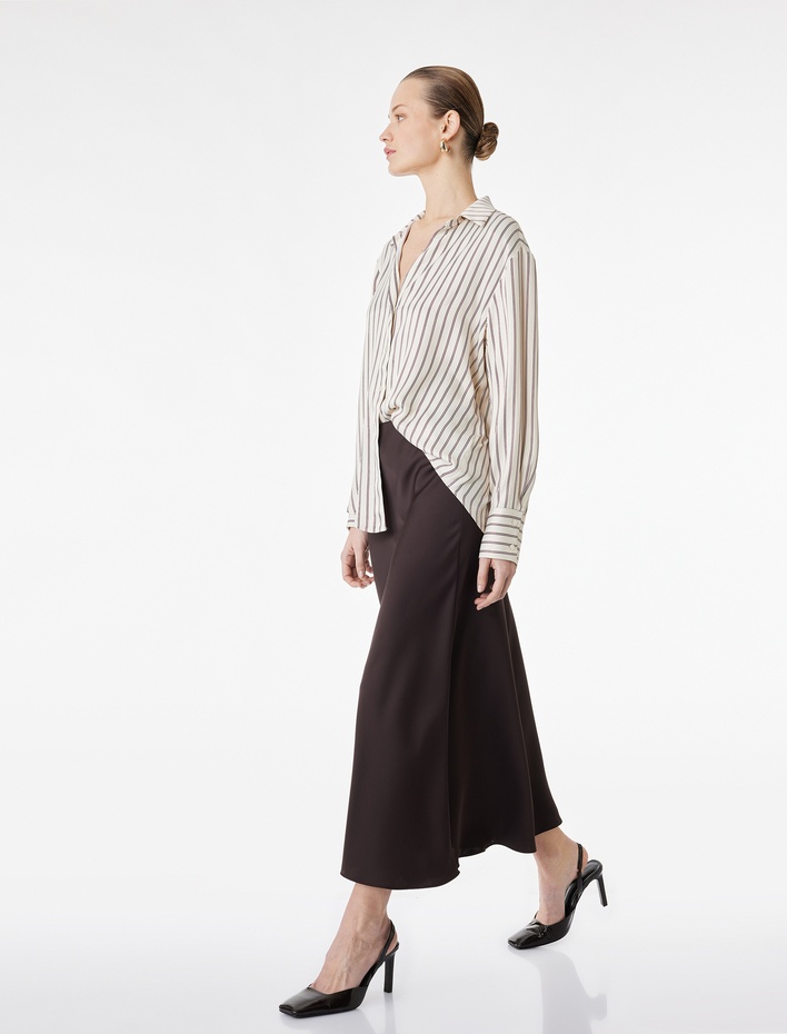  Normal Bel Midi Saten Çan Etek