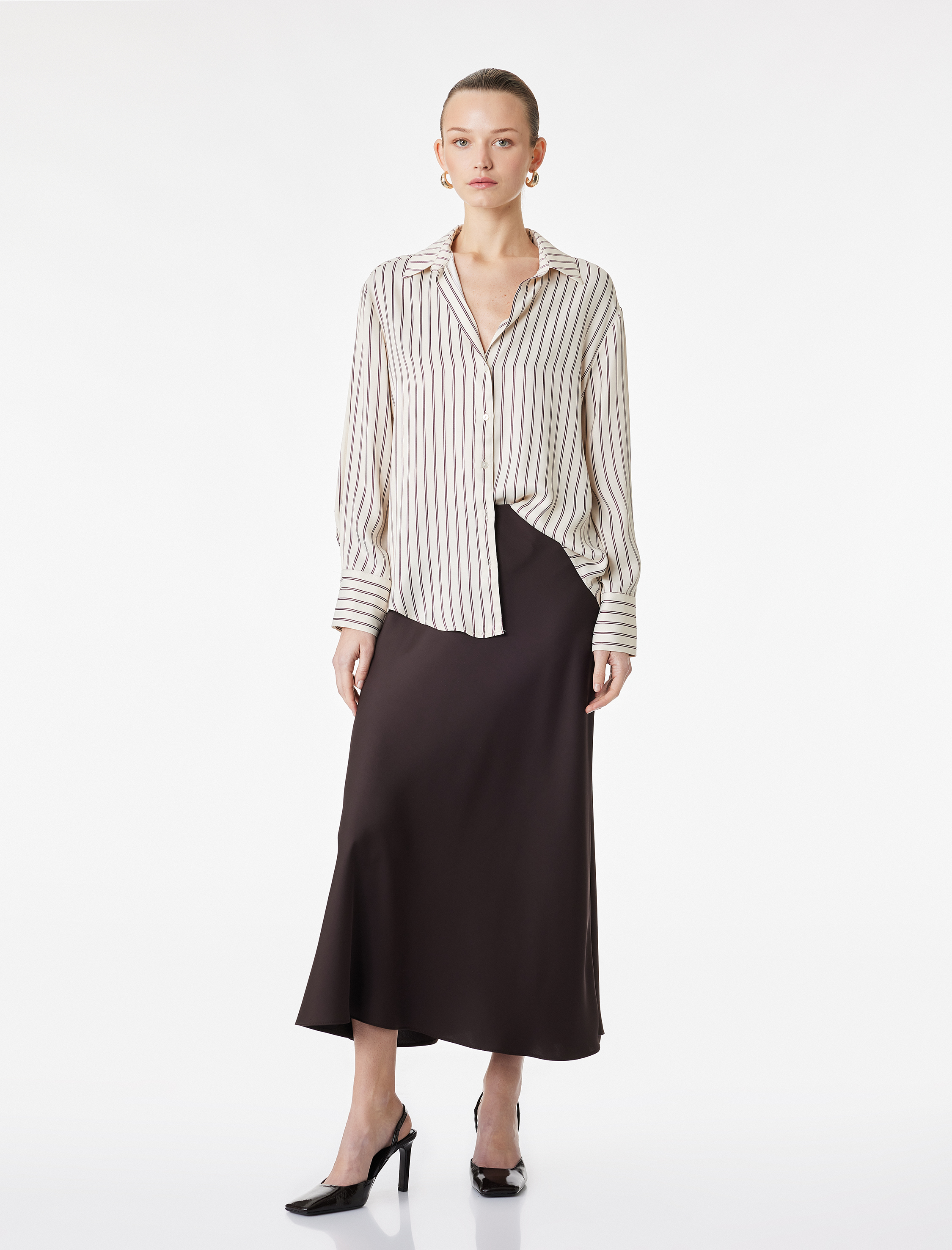   Normal Bel Midi Saten Çan Etek