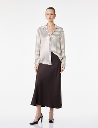 Normal Bel Midi Saten Çan Etek