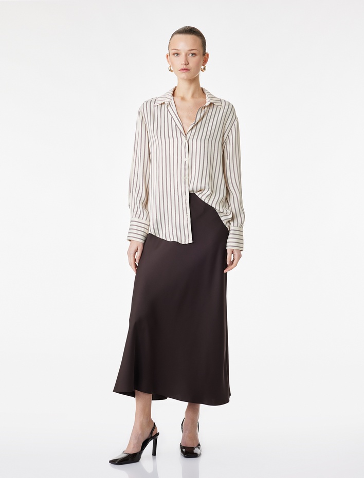  Normal Bel Midi Saten Çan Etek