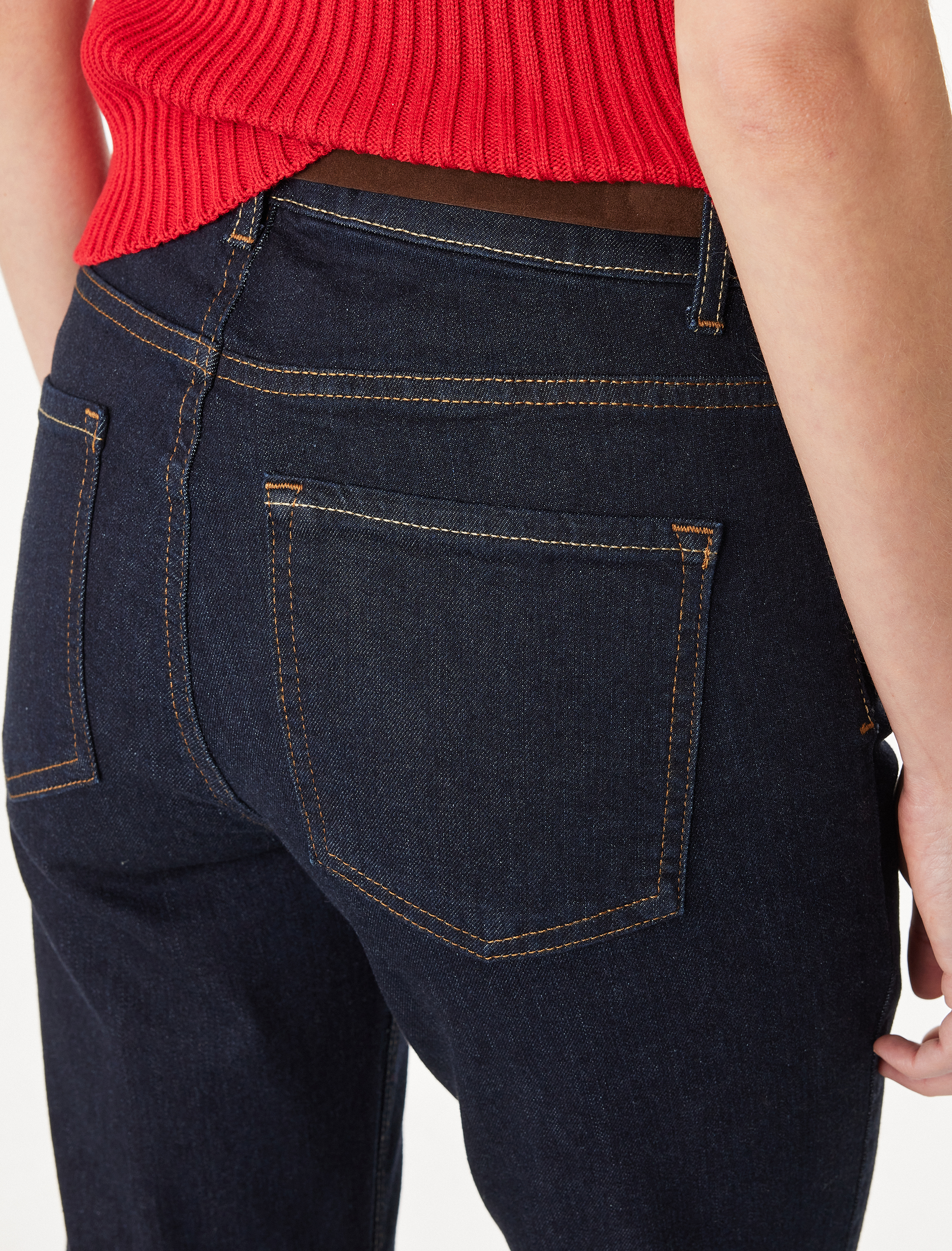   Pamuklu Kemerli İspanyol Paça Dar Kesim Denim Pantolon - Flare Jeans