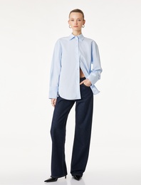 Regular Fit Pamuklu Uzun Kollu Poplin Gömlek