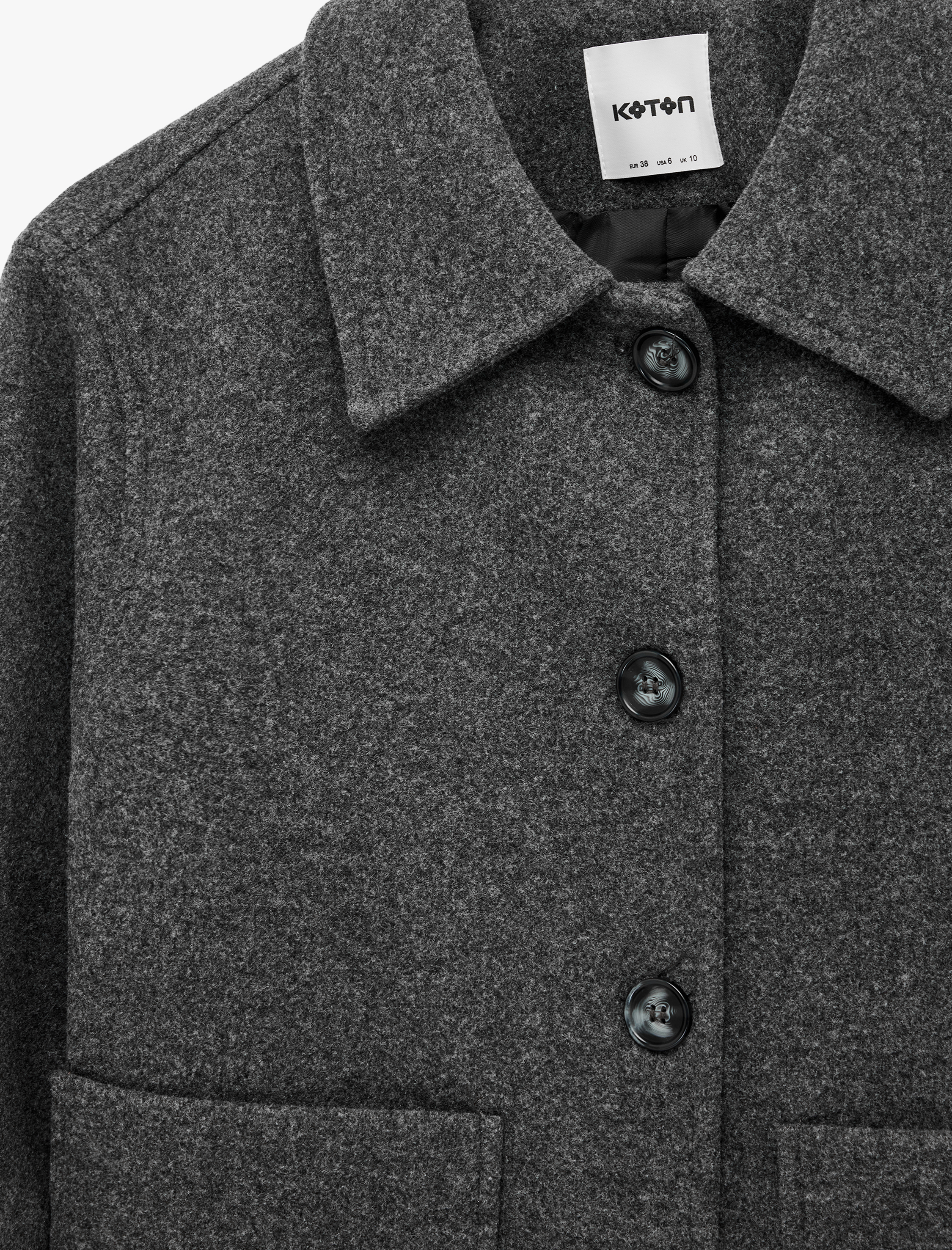   Cepli Düğmeli Uzun Kollu Kısa Kaşe Ceket