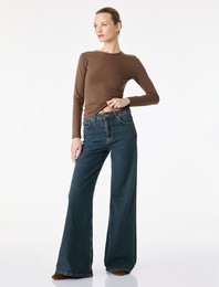 Slim Fit Pamuklu Uzun Kollu Bisiklet Yaka Tişört