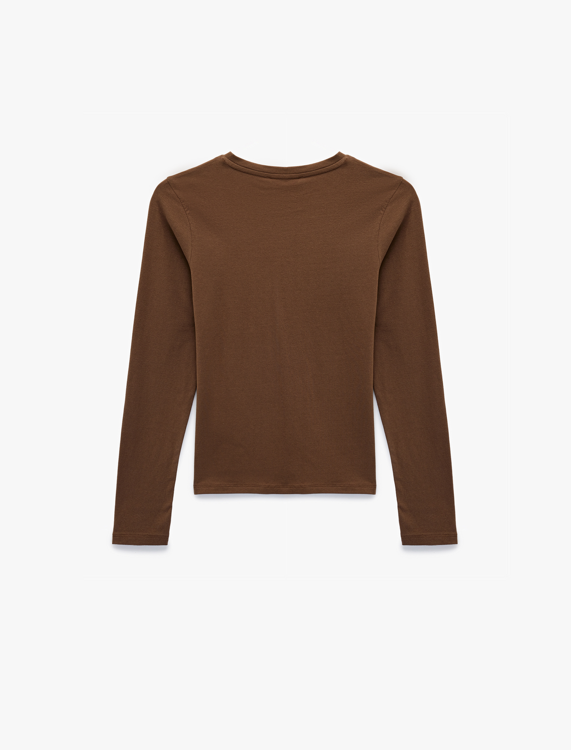   Slim Fit Pamuklu Uzun Kollu Bisiklet Yaka Tişört