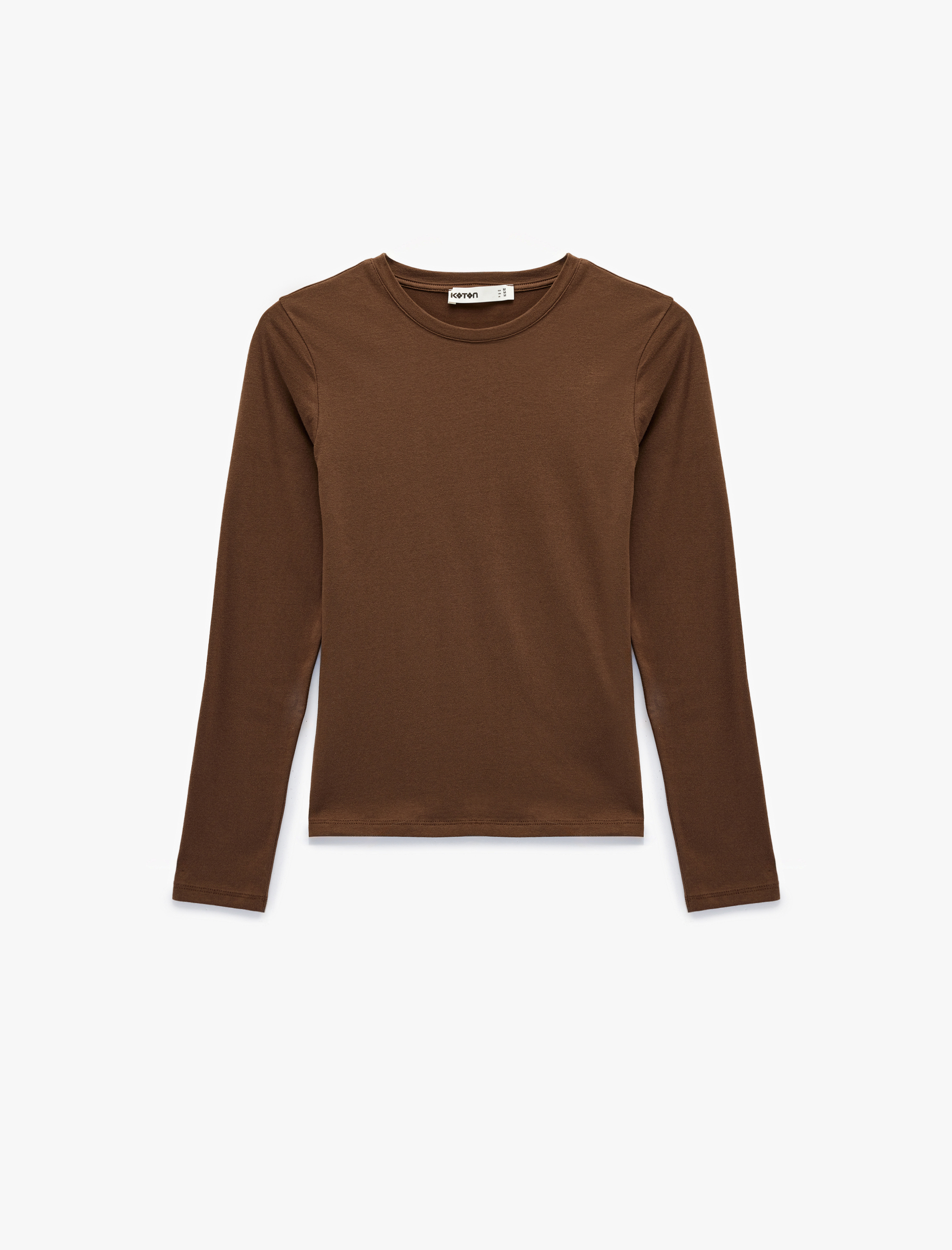   Slim Fit Pamuklu Uzun Kollu Bisiklet Yaka Tişört