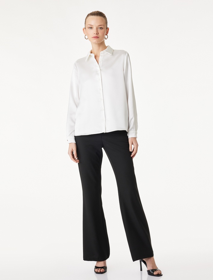  Slim Fit İspanyol Paça Kumaş Pantolon