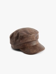 Suni Deri Kasket Şapka