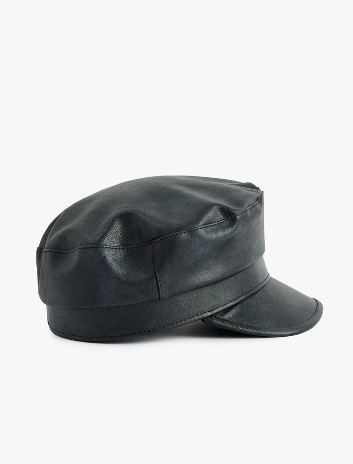 Kadın Suni Deri Kasket Şapka