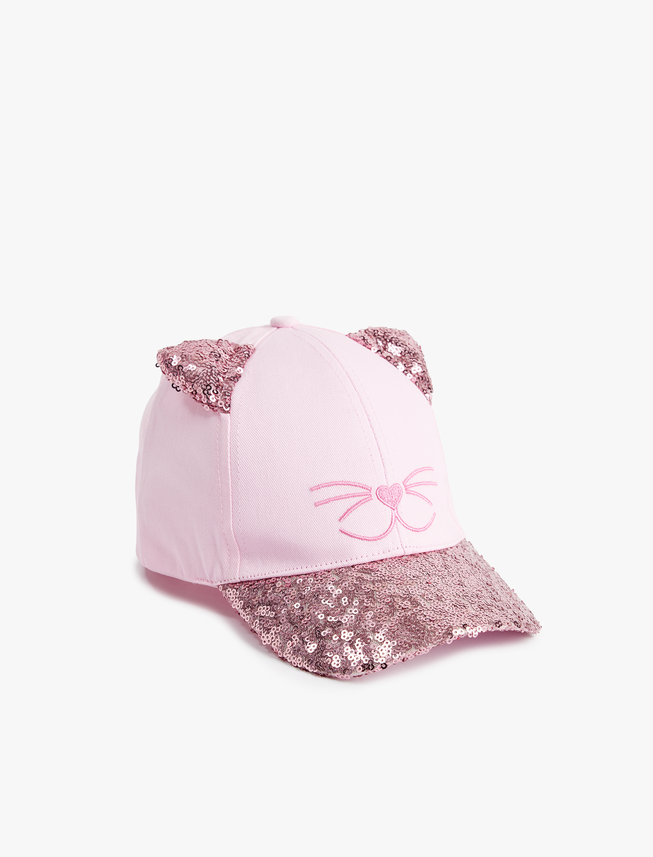  Kız Çocuk Kedi Figürlü Pullu Payewtli Kulak Aplikeli Kep Şapka