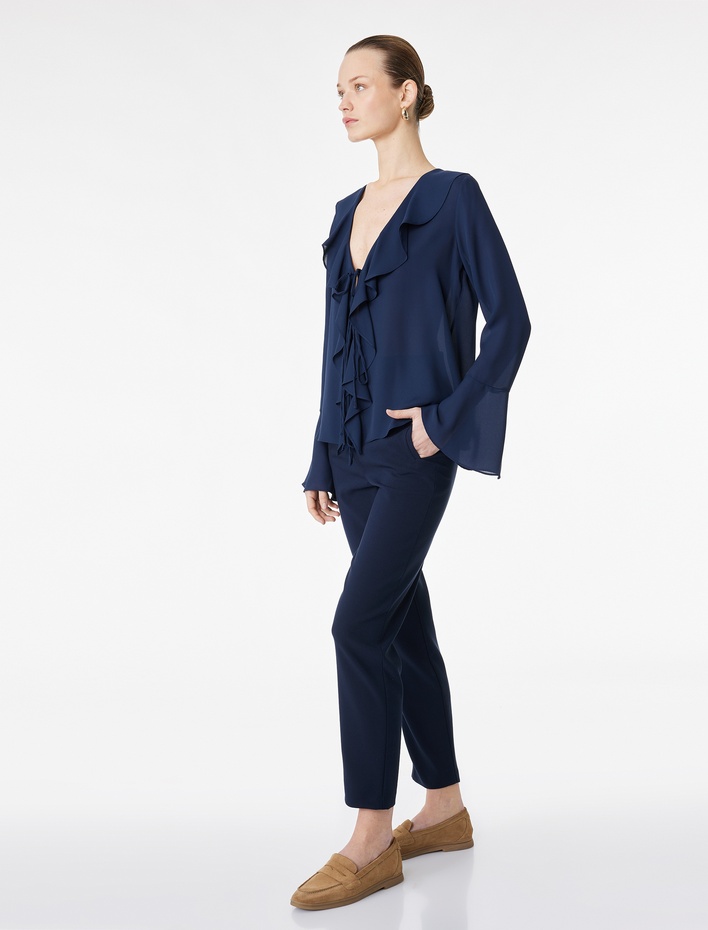  Viskon Karışımlı Ekstra Yüksek Bel Slim Fit Cigarette Pantolon