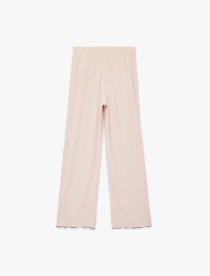  Rahat Kesim Ribanalı Yüksek Bel Pamuklu Pijama Altı