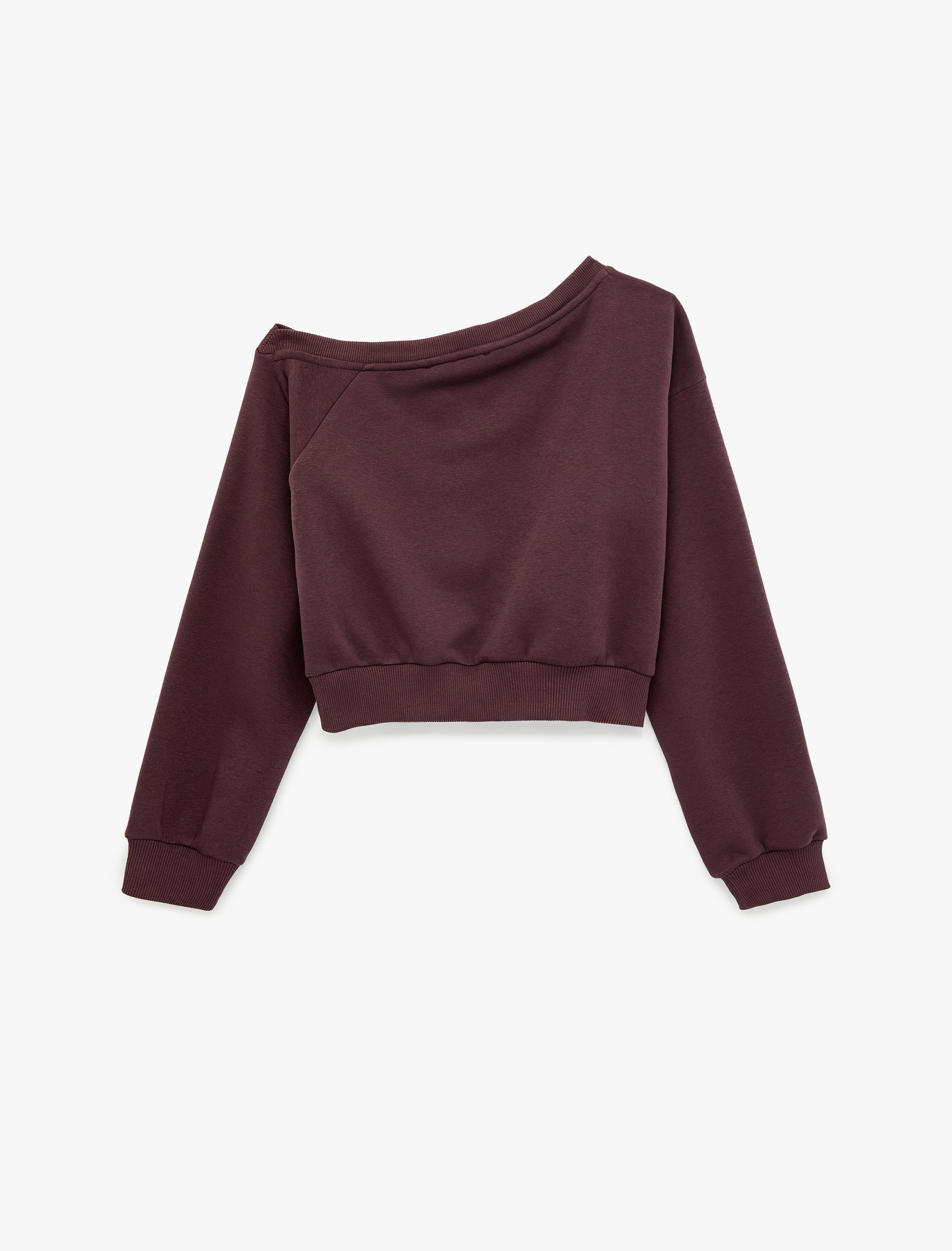   Şordonlu Uzun Kollu Asimetrik Yaka Sweatshirt