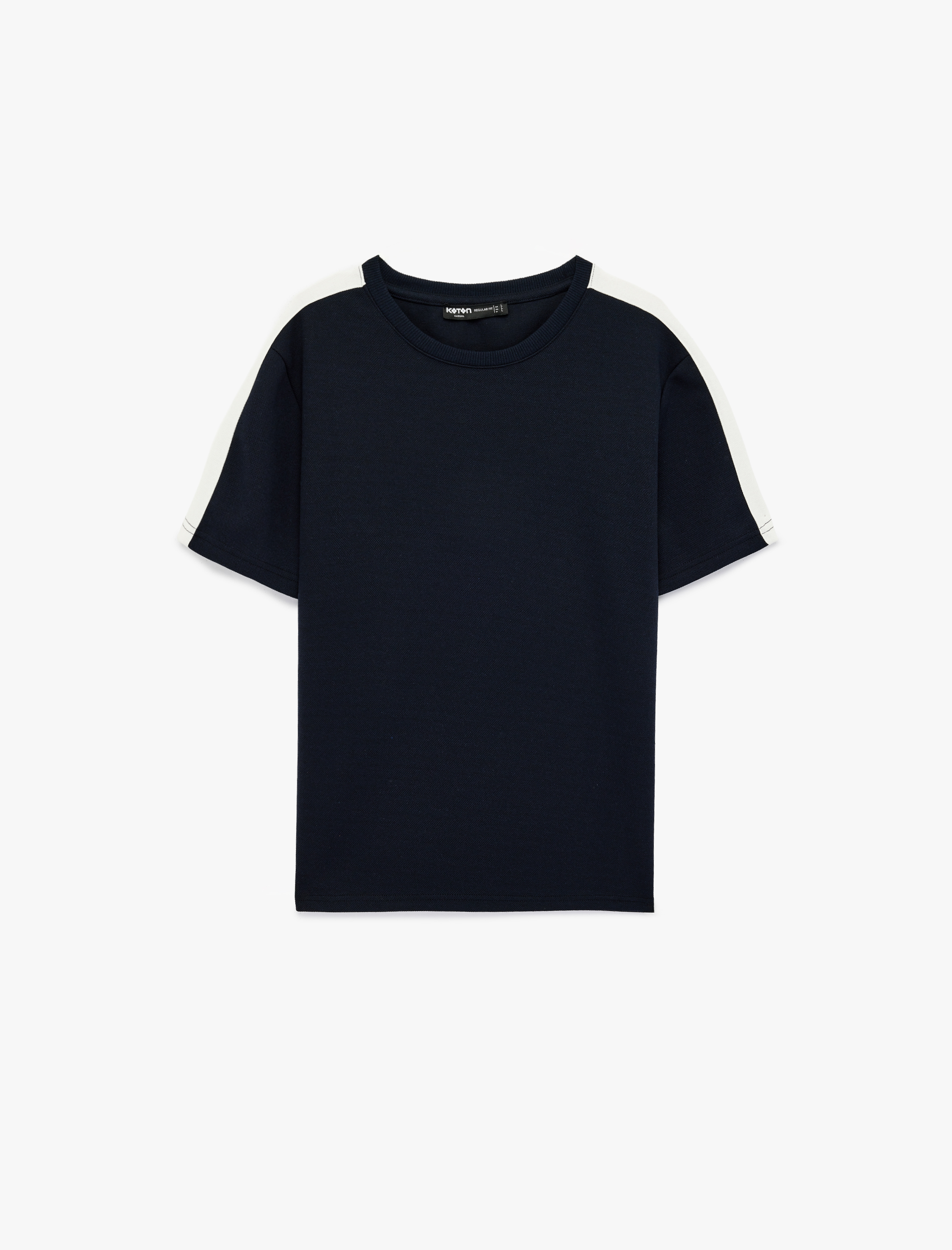   Regular Fit Renk Bloklu Bisiklet Yaka Kısa Kollu Tişört