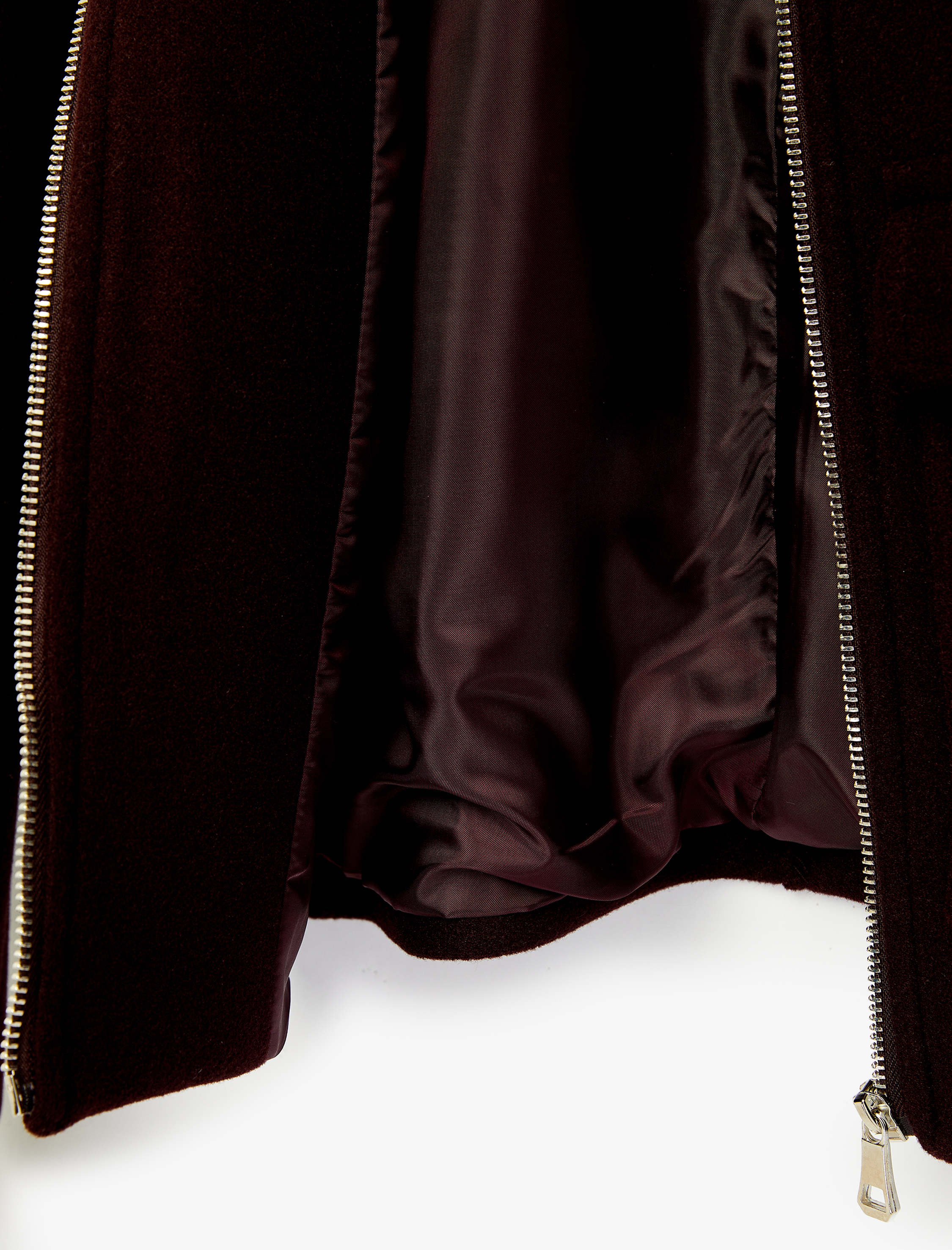   Uzun Kollu Cepli Fermuarlı Crop Kaşe Ceket