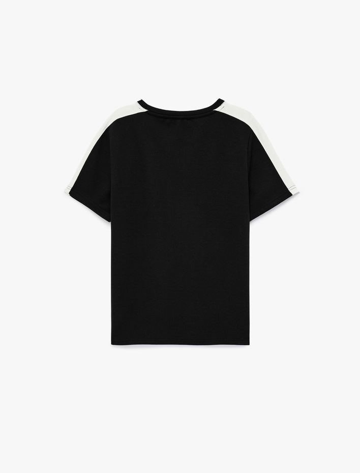  Regular Fit Renk Bloklu Bisiklet Yaka Kısa Kollu Tişört