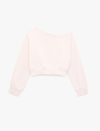Şordonlu Uzun Kollu Asimetrik Yaka Sweatshirt