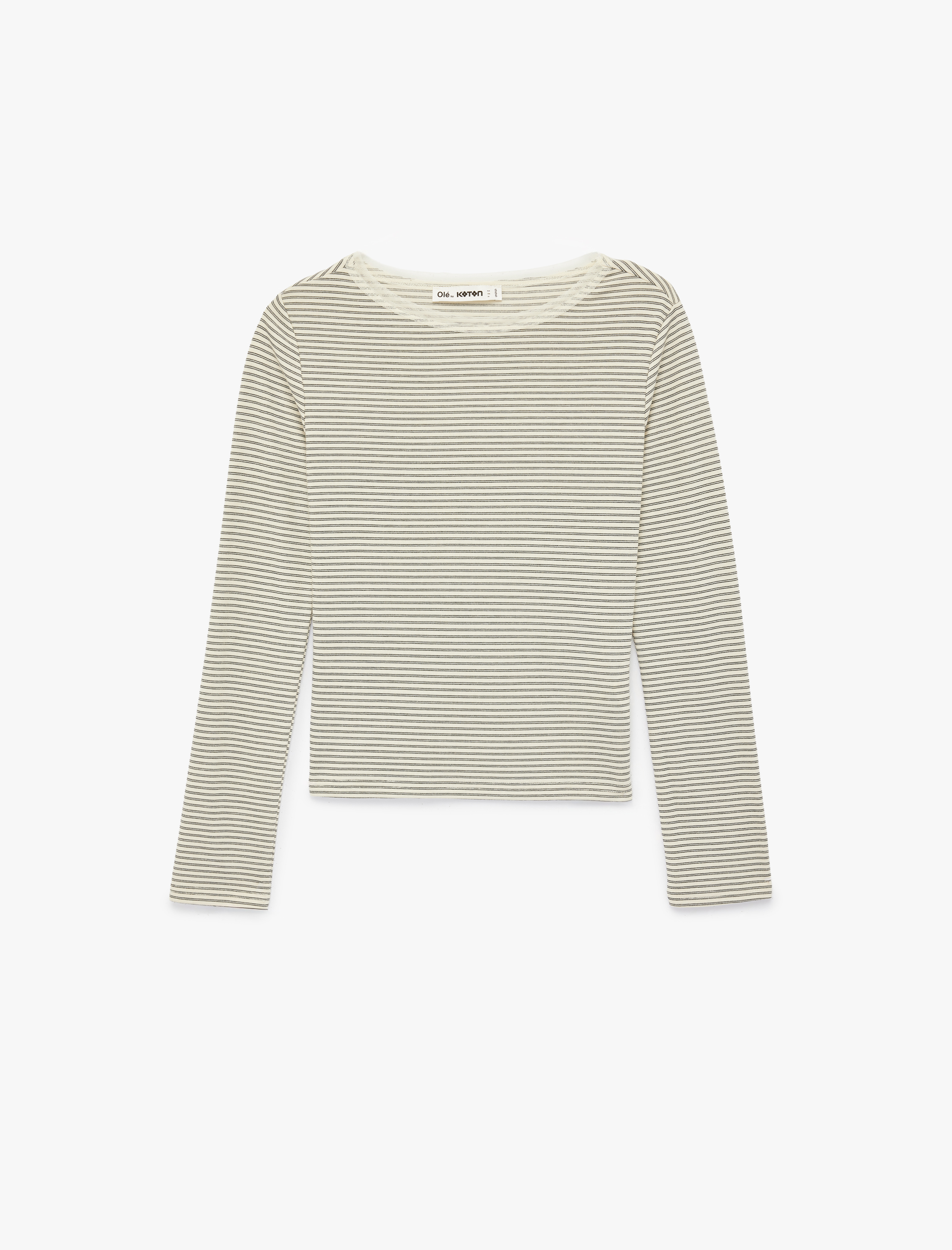   Dantel Detaylı Viskon Karışımlı Kayık Yaka Uzun Kollu Tişört