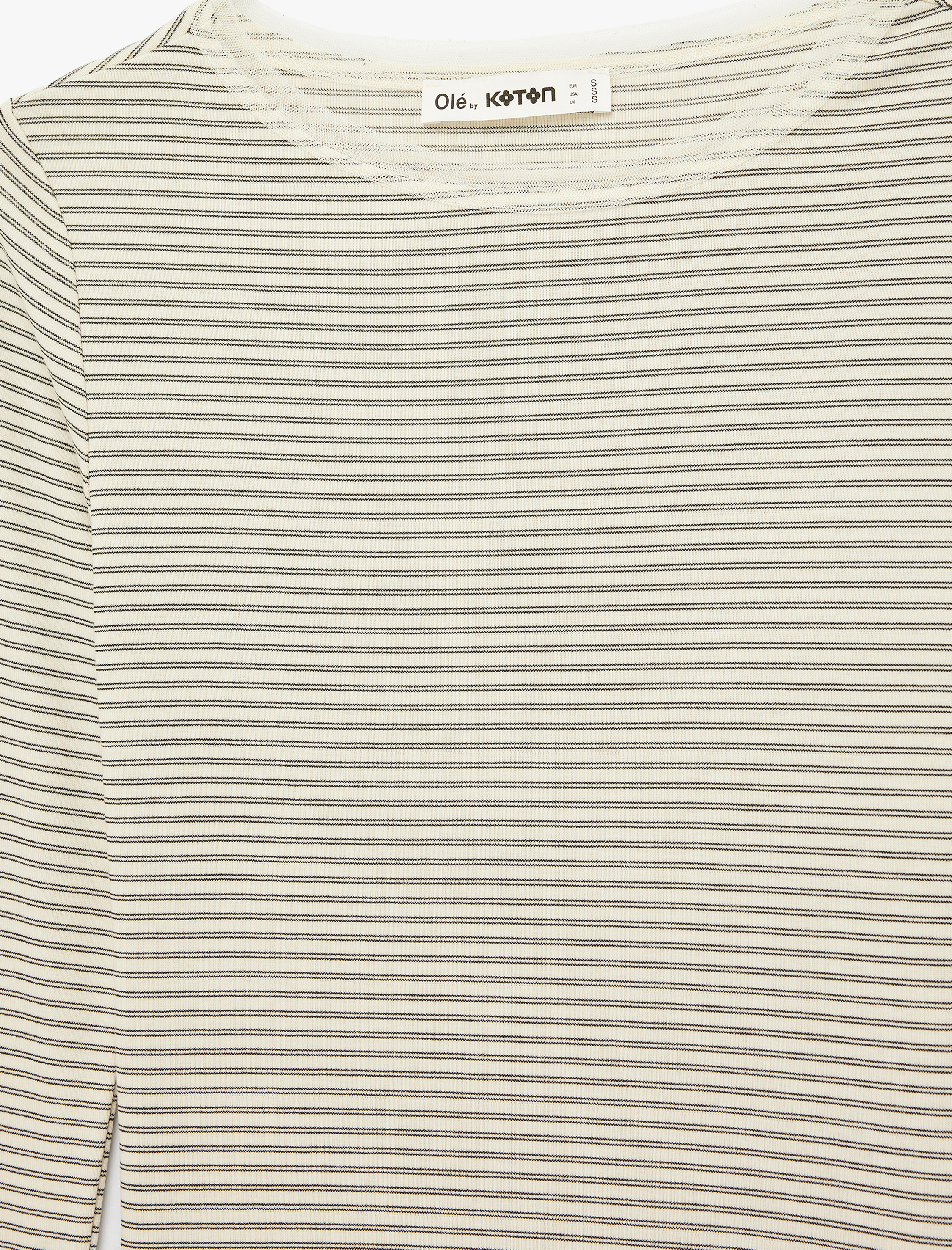   Dantel Detaylı Viskon Karışımlı Kayık Yaka Uzun Kollu Tişört