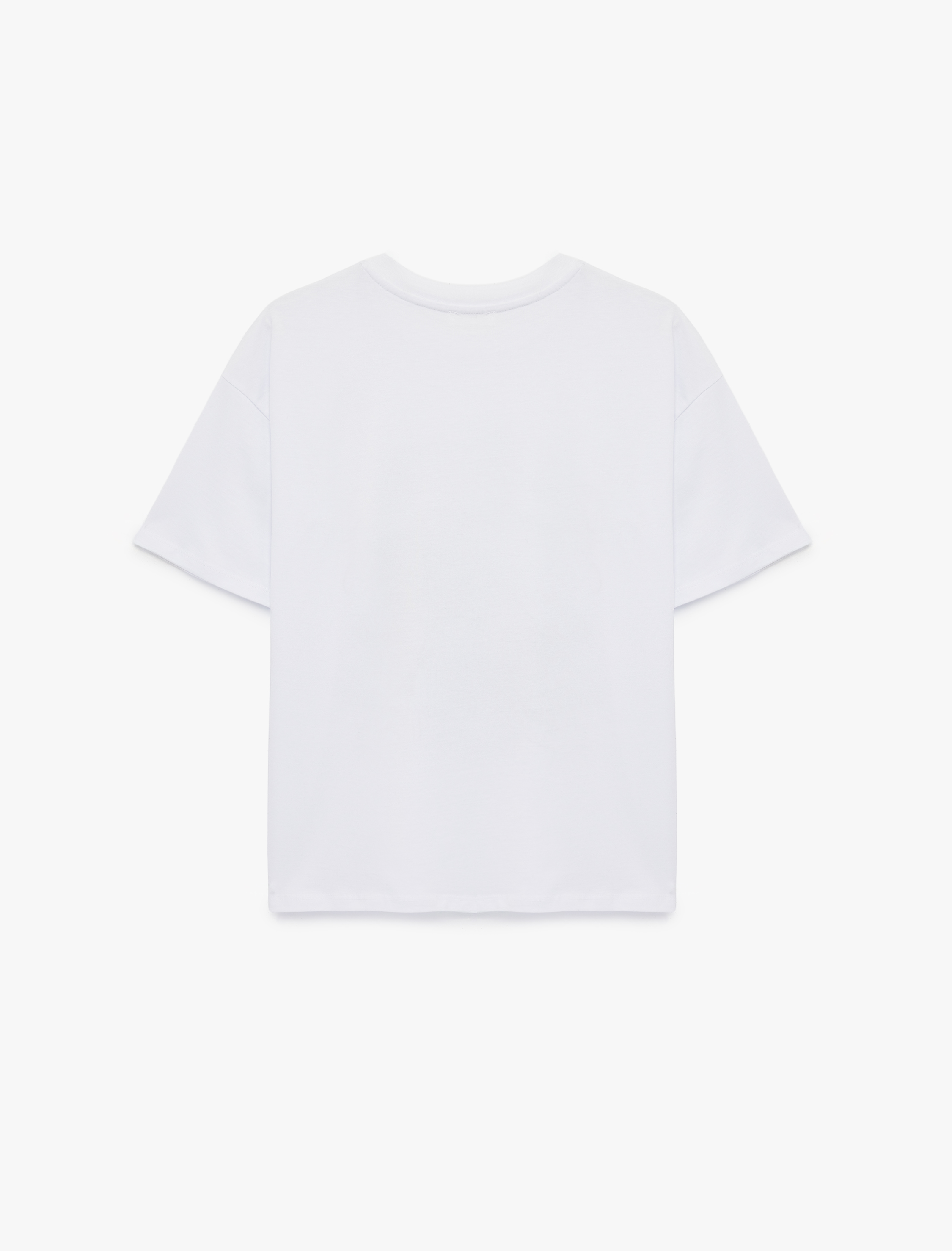   Rahat Kalıp Kısa Kollu Bisiklet Yaka Hibiskus Baskılı Tişört