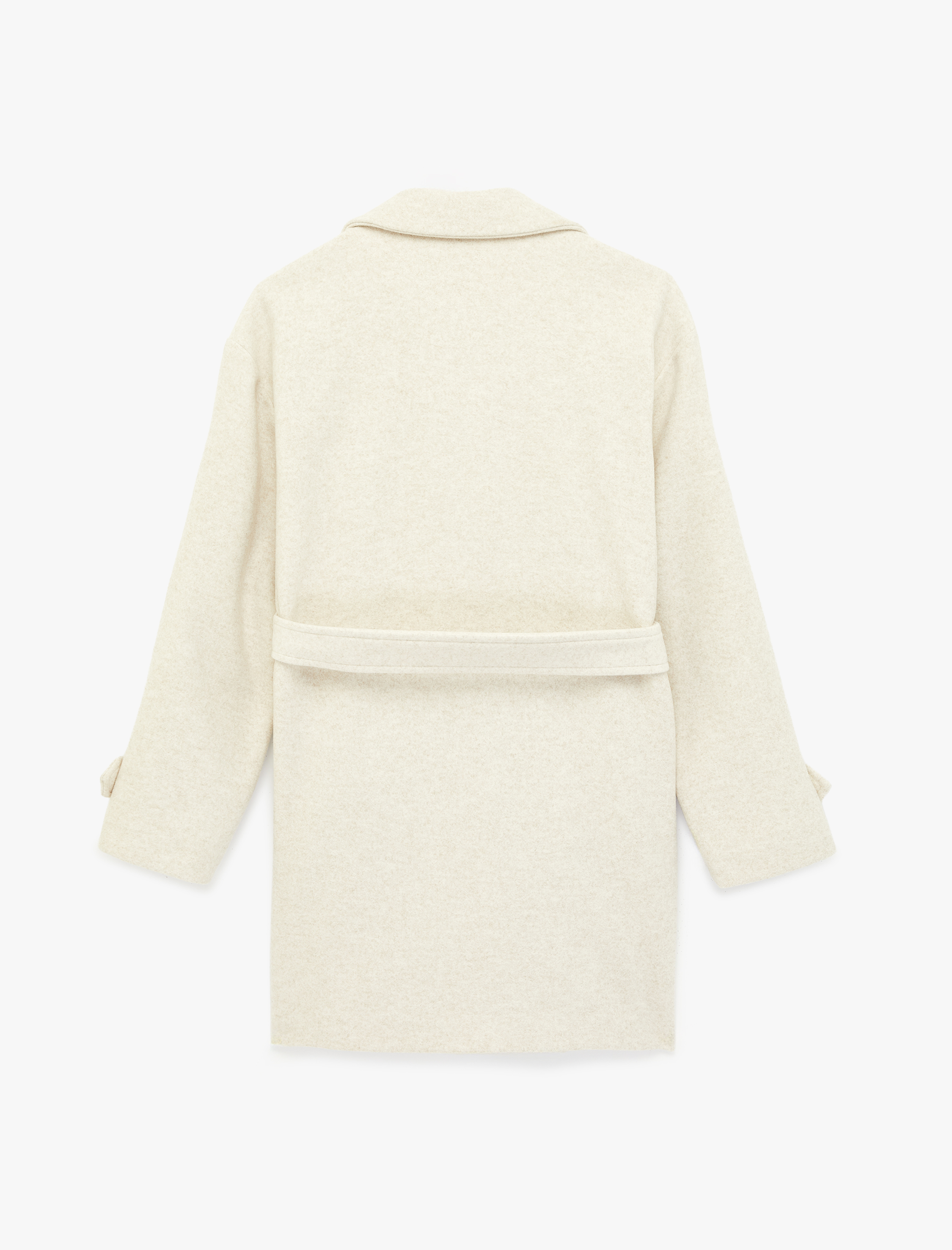   Uzun Kollu Cepli Kruvaze Kaşe Trenç Kaban