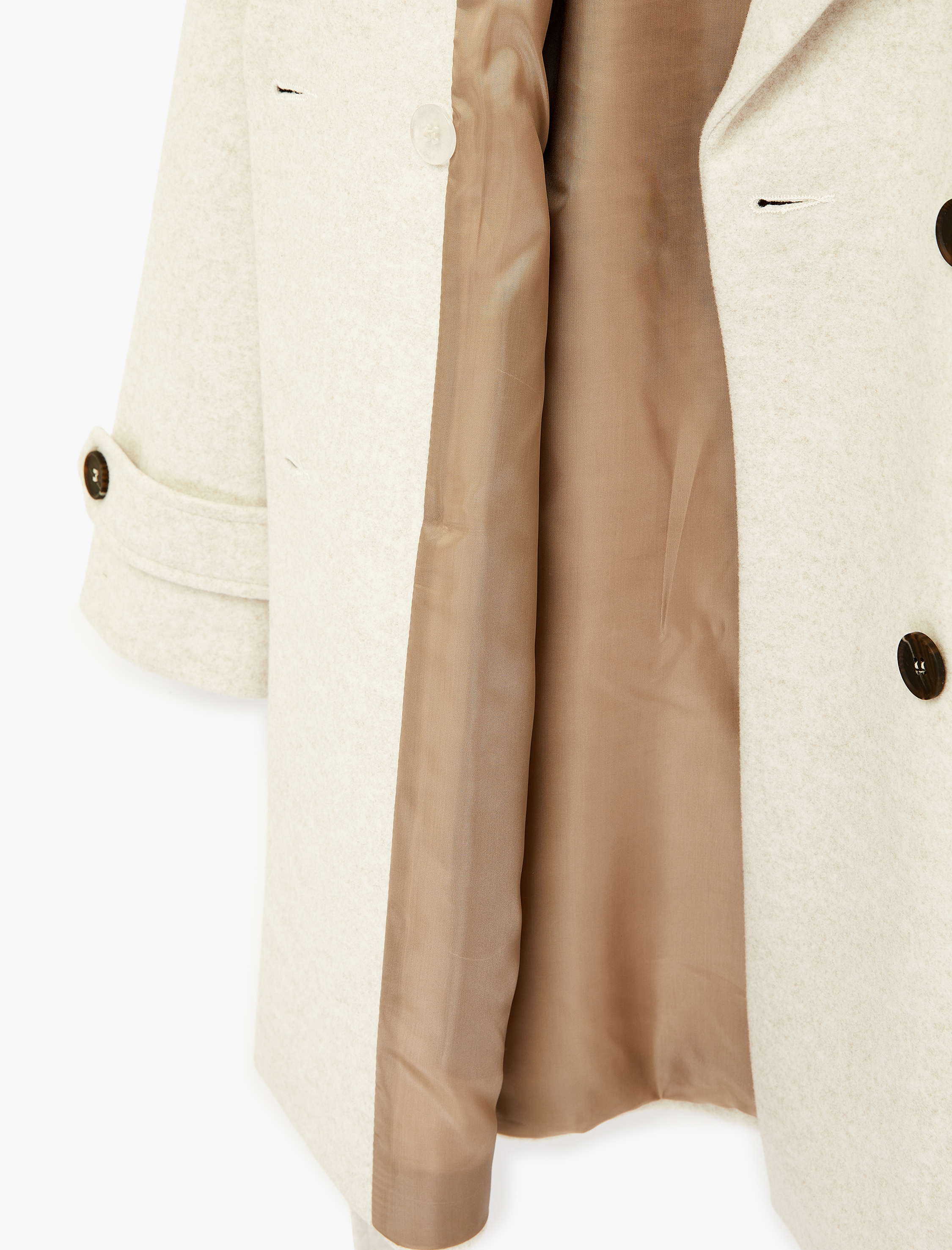   Uzun Kollu Cepli Kruvaze Kaşe Trenç Kaban