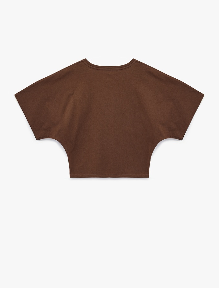  Pamuklu Slim Fit Kısa Yarasa Kollu Bisiklet Yaka Tişört