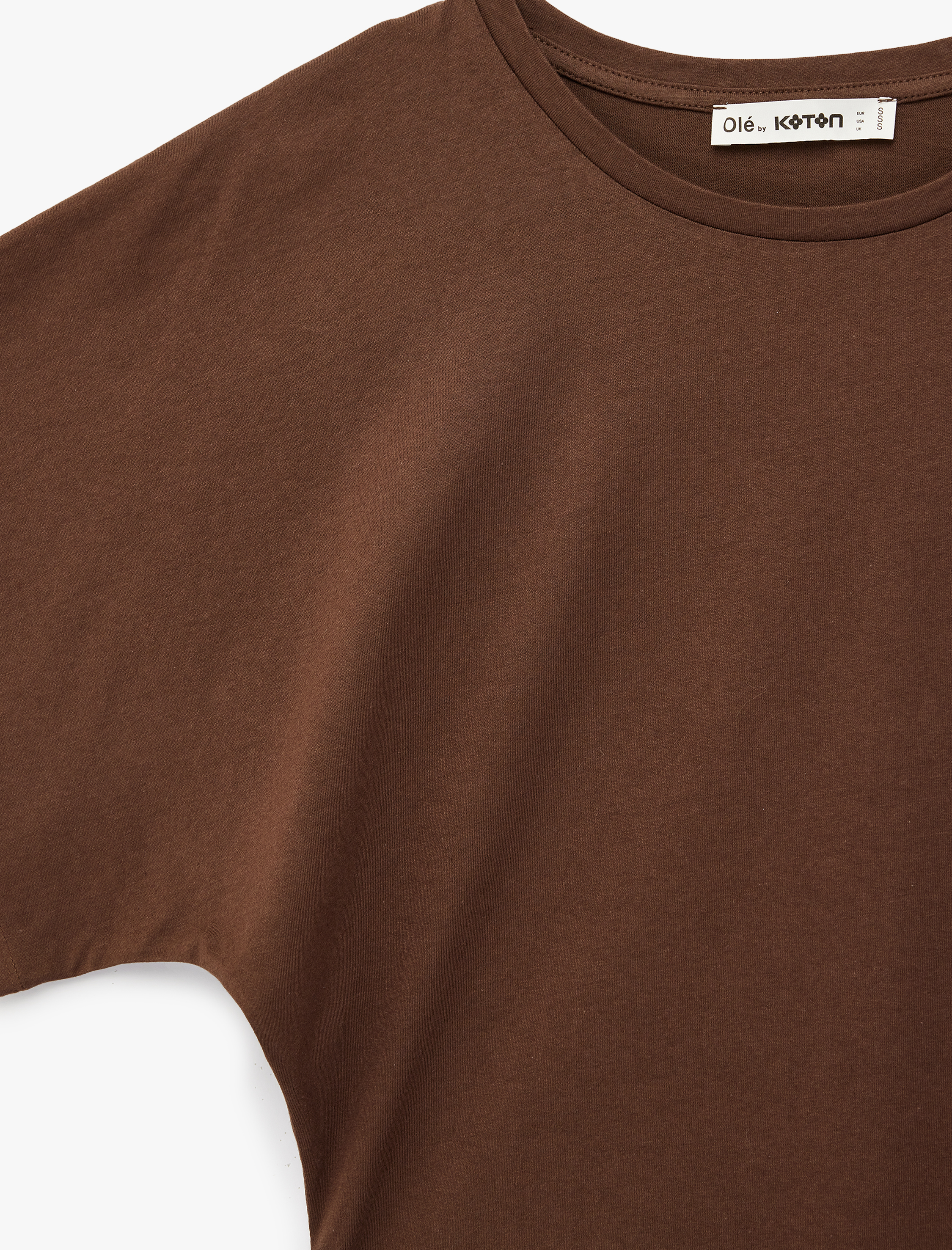   Pamuklu Slim Fit Kısa Yarasa Kollu Bisiklet Yaka Tişört