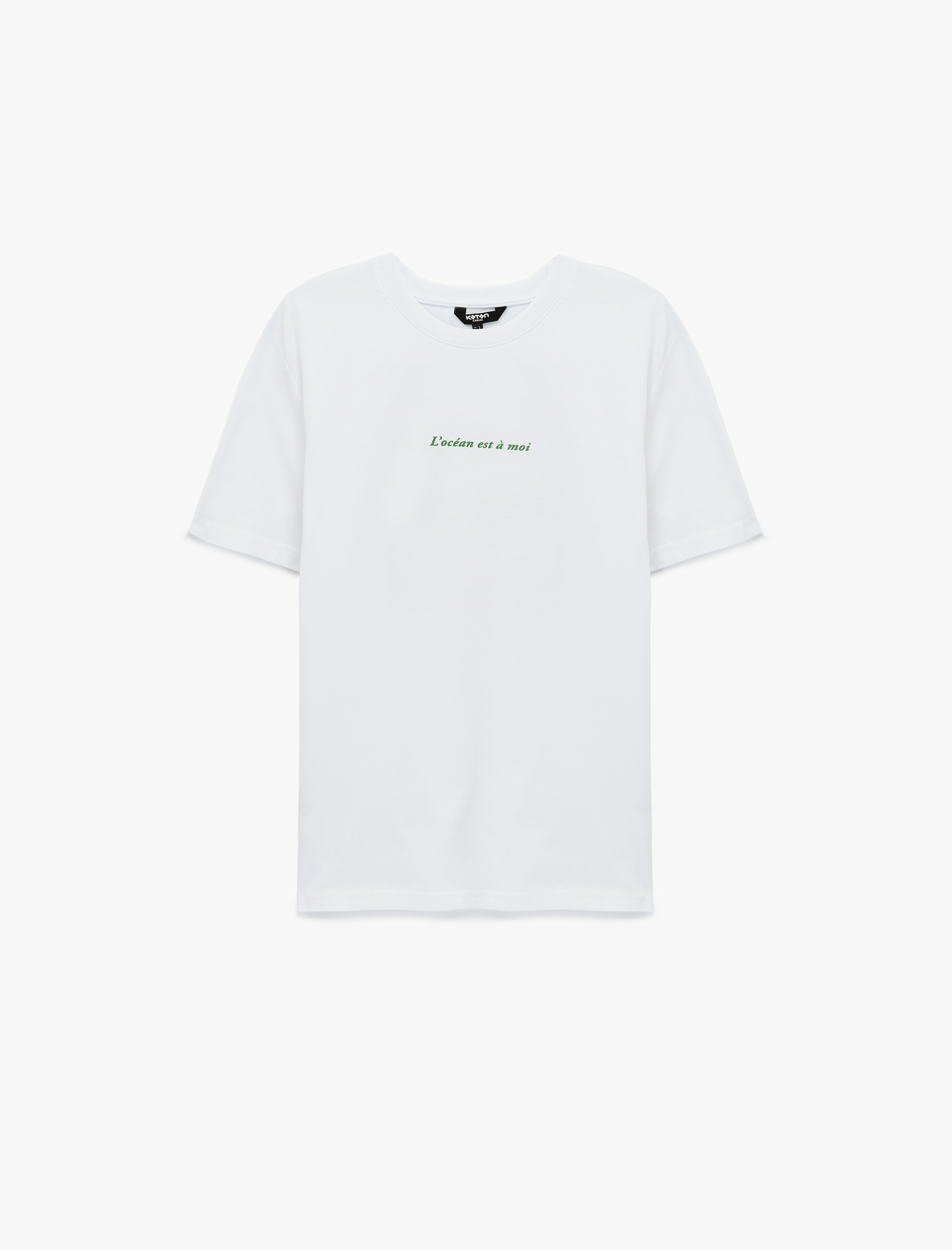   Oversize Kısa Kollu Bisiklet Yaka Arkası Baskılı Tişört