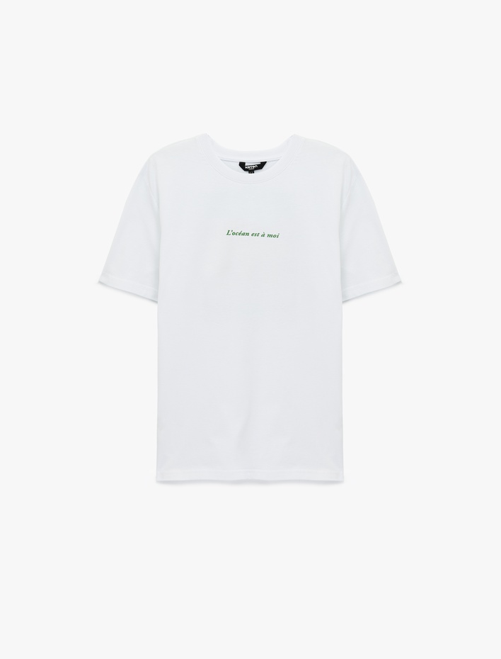  Oversize Kısa Kollu Bisiklet Yaka Arkası Baskılı Tişört