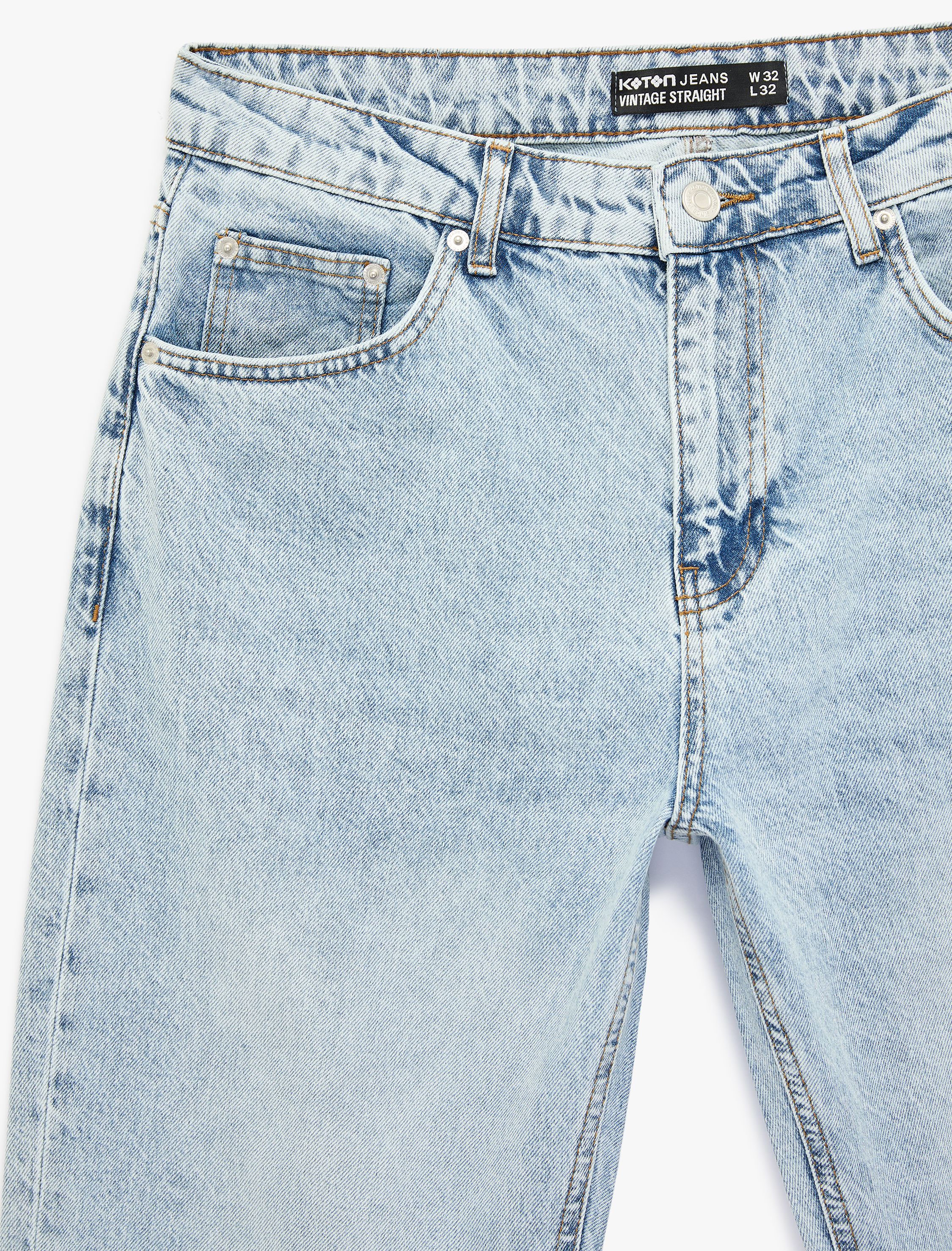   Normal Bel Pamuklu Vintage Straight Fit Jean Pantolon