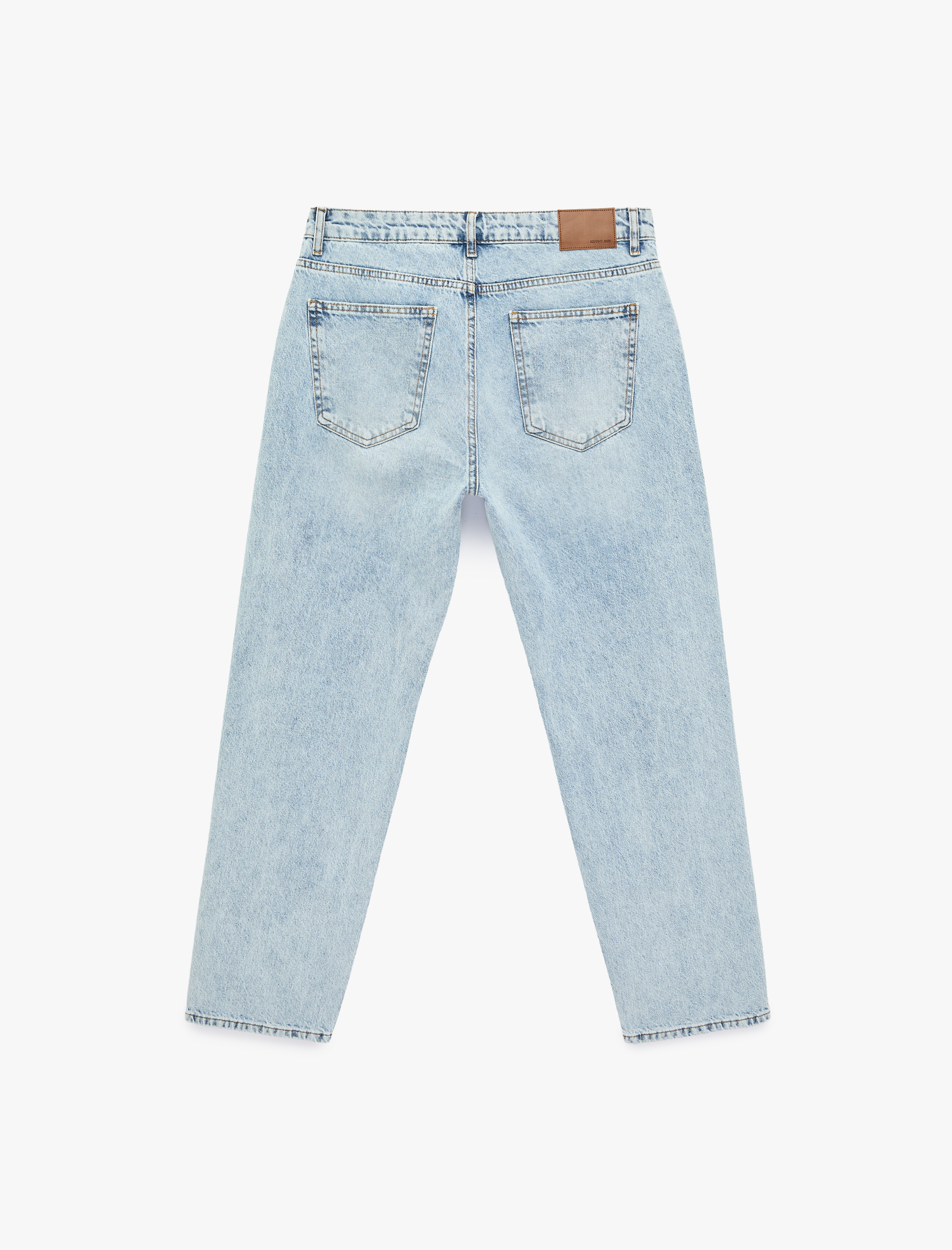   Normal Bel Pamuklu Vintage Straight Fit Jean Pantolon