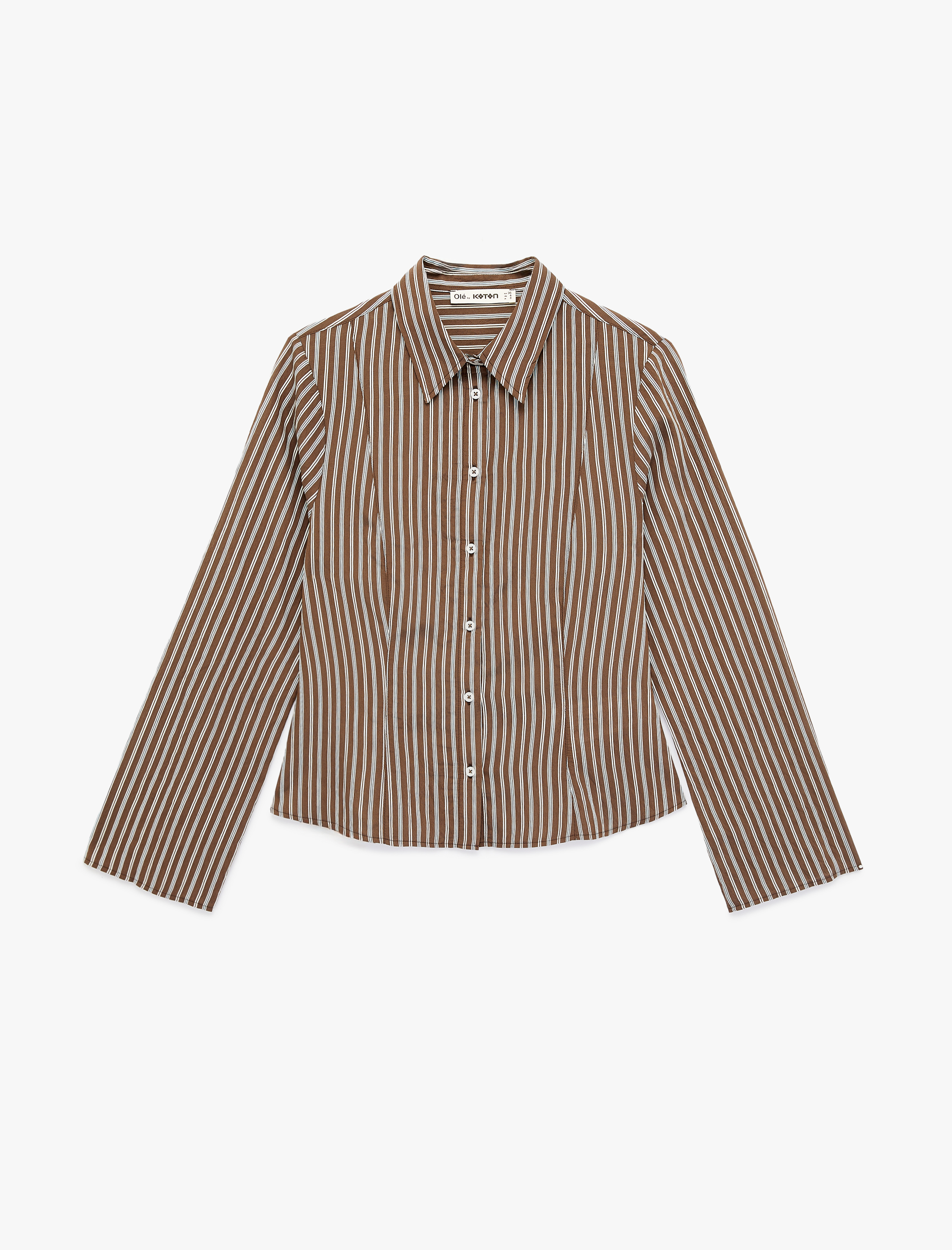   Uzun Kollu Klasik Yaka Slim Fit Viskon Çizgili Gömlek