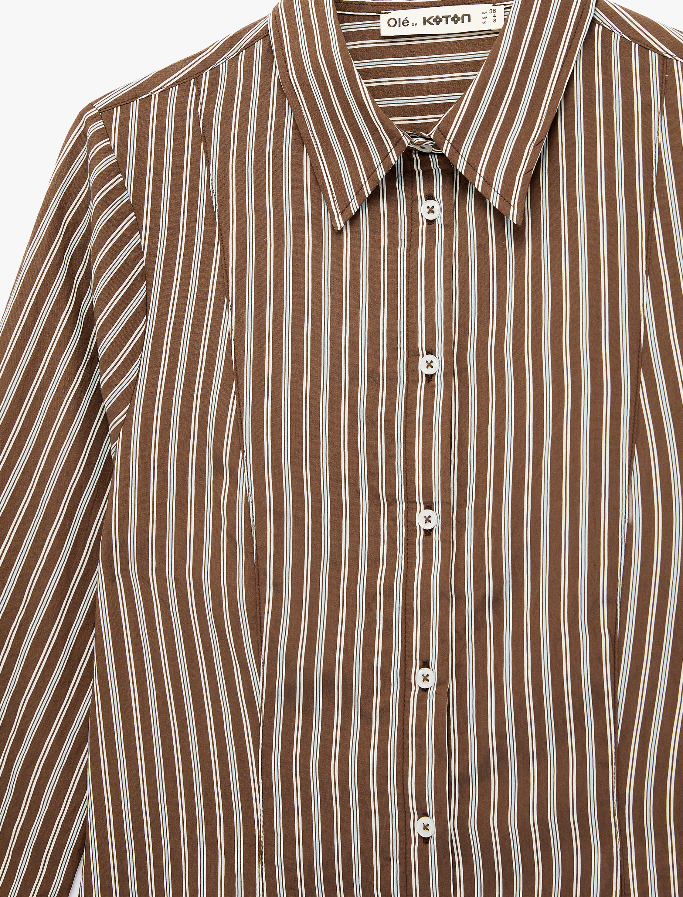   Uzun Kollu Klasik Yaka Slim Fit Viskon Çizgili Gömlek