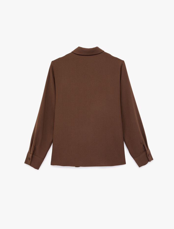  Regular Fit Uzun Kollu Düğmeli Klasik Yaka Volanlı Gömlek