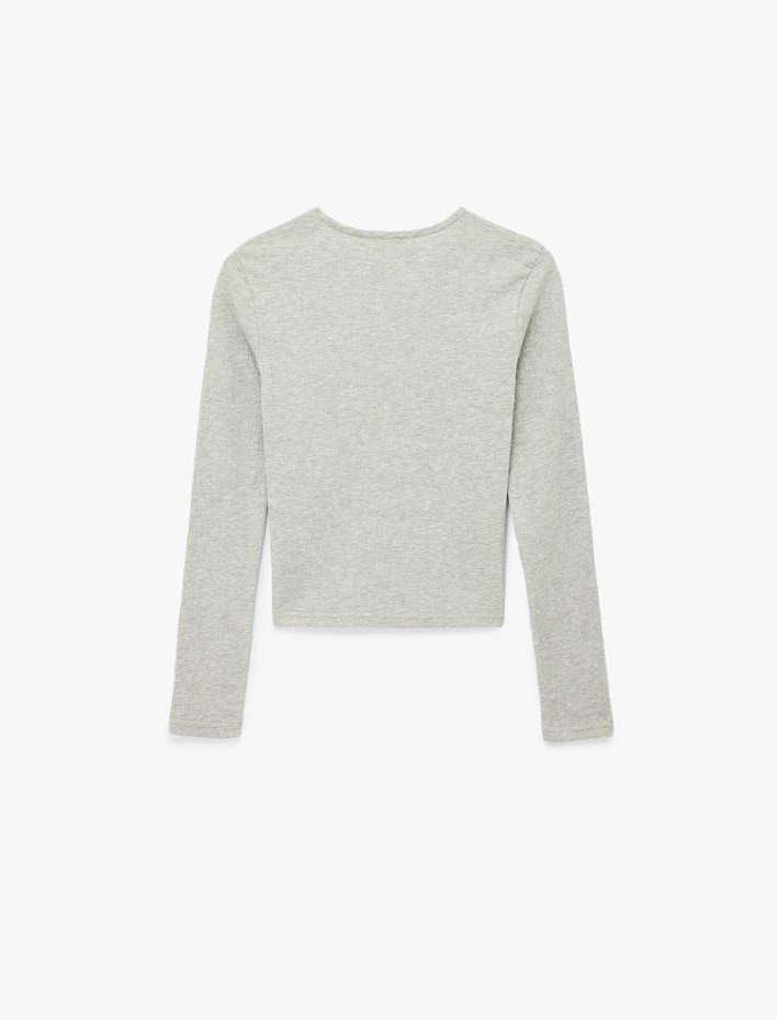  Slim Fit Uzun Kollu Bisiklet Yaka Basic Tişört